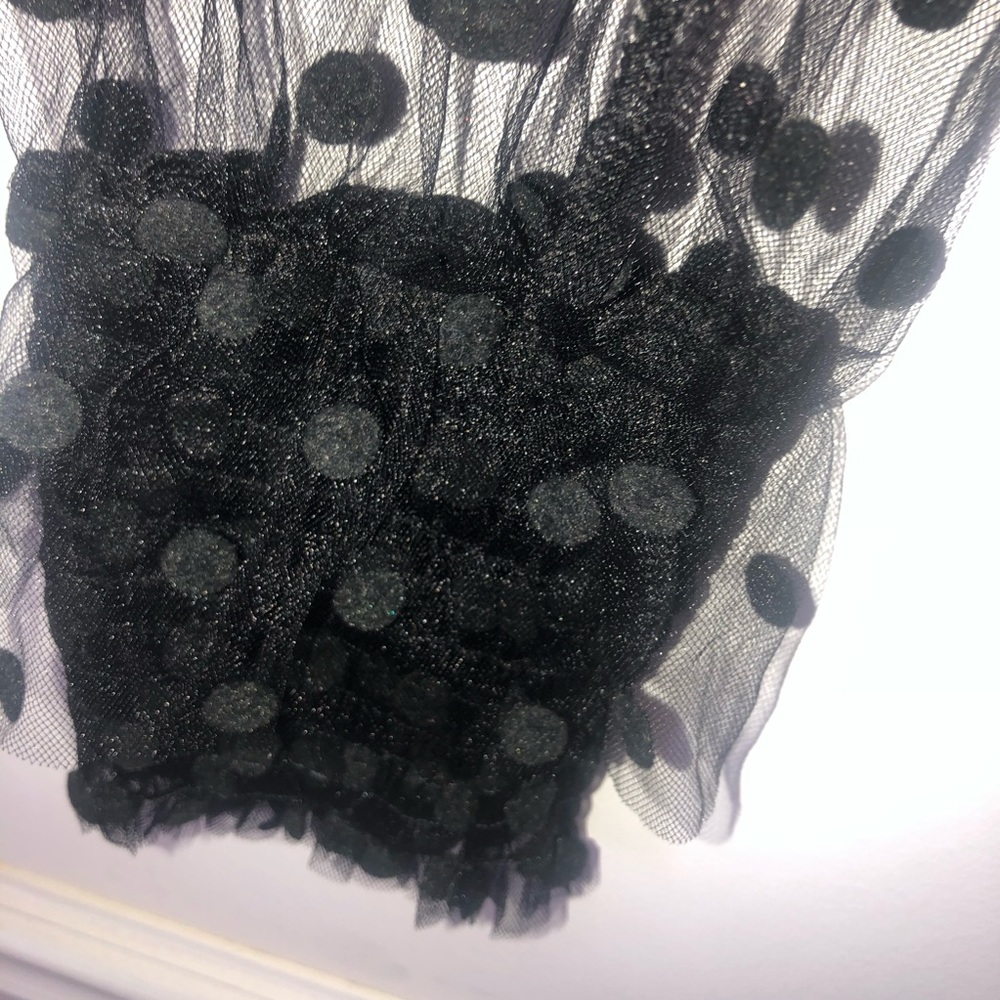 Swiss Dot Sheer Long Sleeve Black Top Whimsigoth Fairy Witchy Victorian Sz M/L - Picture 4 of 6